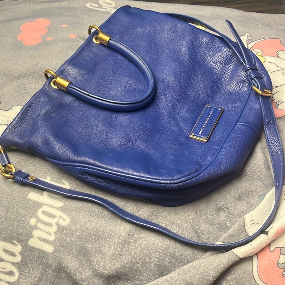 Cobalt blue, pebbled leather Marc By Marc Jacobs handbag